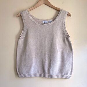 VINTAGE Jeanne Pierre Sweater Tank Top Cream Beige Womens M Granola Normcore
